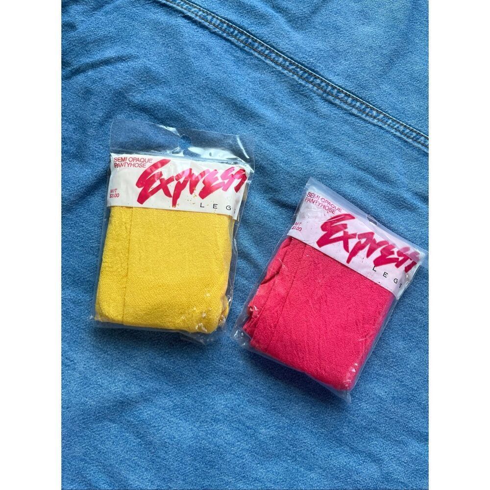 VTG 80s Barbiecore Deadstock Pantyhose NOS USA Festival Rave Lot of 2